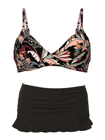 Rosa Faia Beach Minou zwart rose print Bikini set