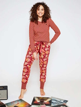 Charlie Choe Flower Power rouge/print pantalon de pyjama